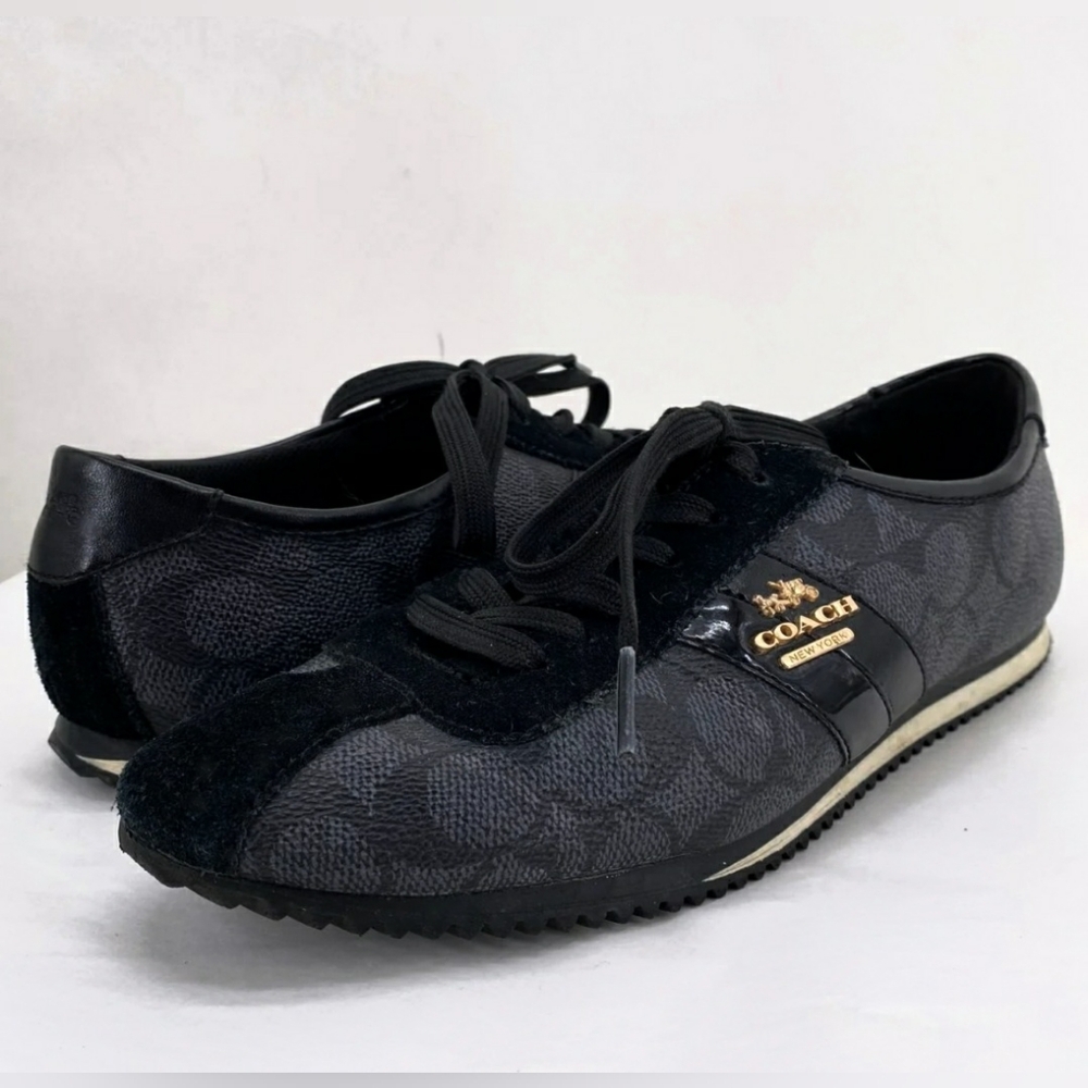 COACH DESIGNER Ivy Monogram signature Black Gray Sneaker Tennis Shoes 8